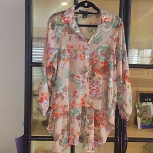 Ellison High Low Flowy button down top